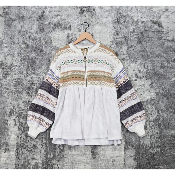 Free People Sweaters - Free People Cozy Cottage Fair Isle Half Zip Sweater